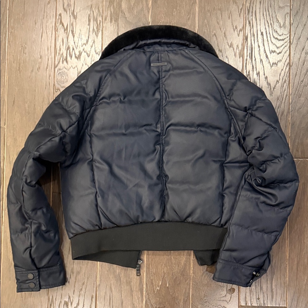 AX Armani Exchange White Duck Down Black Puffer Jacket Faux Fur Trim S - Picture 10 of 13